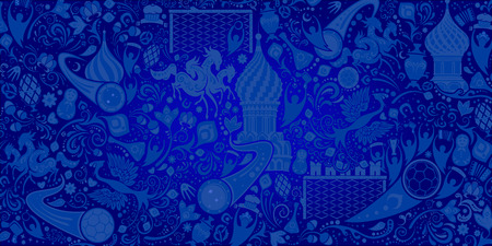 Russian background, world of Russia pattern with modern and traditional elements, vector illustrationのイラスト素材