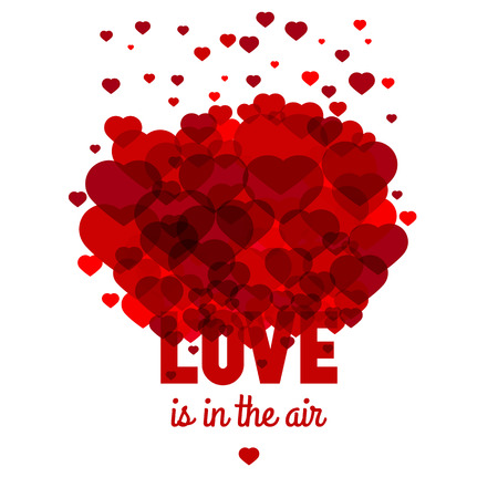 Love is in the air - greeting card for st. Valentine's day celebration. Vector template.のイラスト素材