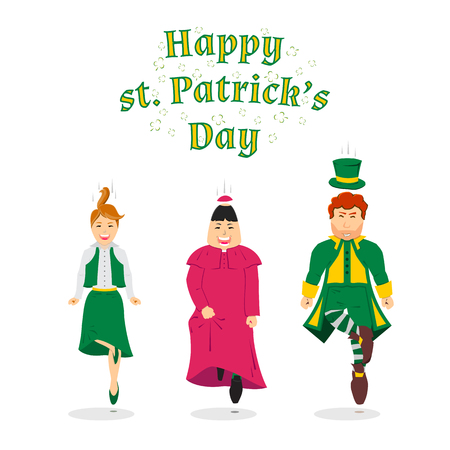 Irish jig, Happy st. Patrick's Day, vector illustration.のイラスト素材