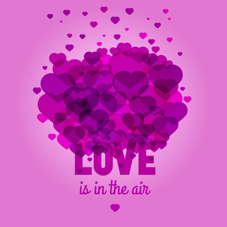Love is in the air - greeting card for st. Valentine's day celebration. Vector template.のイラスト素材