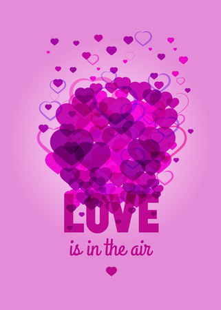 Love is in the air - greeting card for st. Valentine's day celebration. Vector template.のイラスト素材