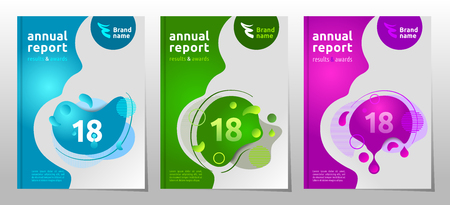 Set of cover design brochure, annual report template, memphis style liquid graphic elements, vector illustrationのイラスト素材