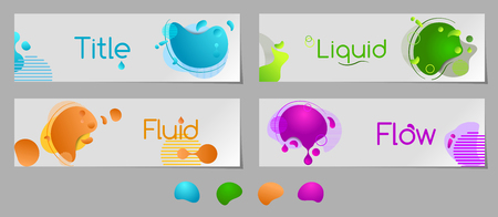 Set of flow web banners, liquid design, fluid theme concepts, vector illustrationのイラスト素材