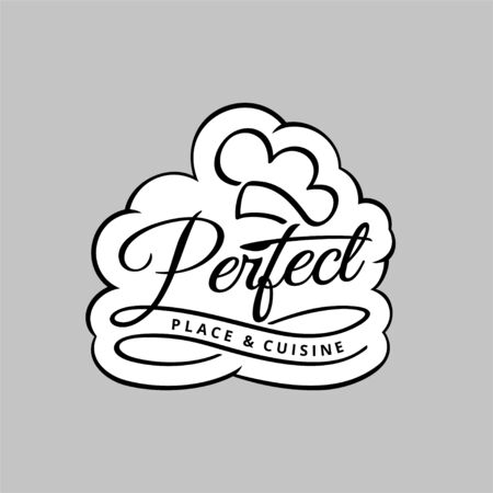 Perfect place and cuisine, cafe logo, restaurant emblem, vector illustrationのイラスト素材