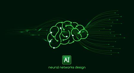Neural networks design, artificial intelligence concept, digital abstract wave lines, vector templateのイラスト素材