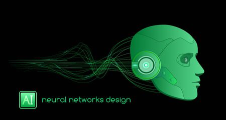 Artificial intelligence robot head with waveのイラスト素材