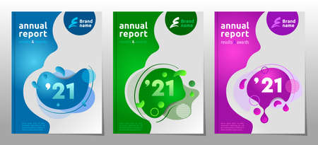 Set of cover design brochure, annual report template, memphis style liquid graphic elements, vector illustrationのイラスト素材