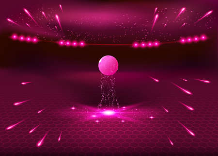 Soccer night stadium - abstract vector background, red glow illumination, vector illustrationのイラスト素材