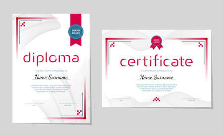 Elegant certificate of achievement template, diploma abstract design, vector illustration