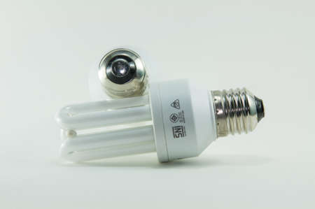Compact-fluorescent light bulb isolated on white background.
