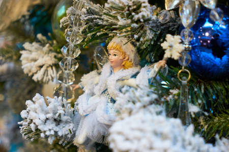 Christmas toy angel on the Christmas treeの写真素材