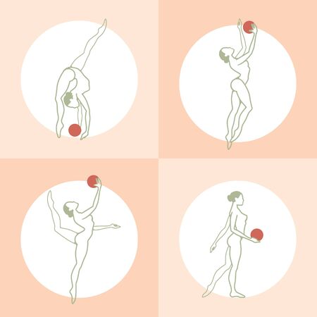 Fitness. Girl doing exercises with a ballのイラスト素材