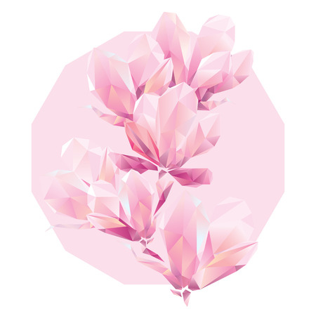 Crystal Pink orchid, polygon flowers, beautiful floral background for adsのイラスト素材