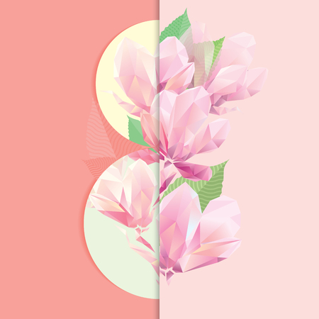women's day greeting card template, 8 march, polygon flowersのイラスト素材