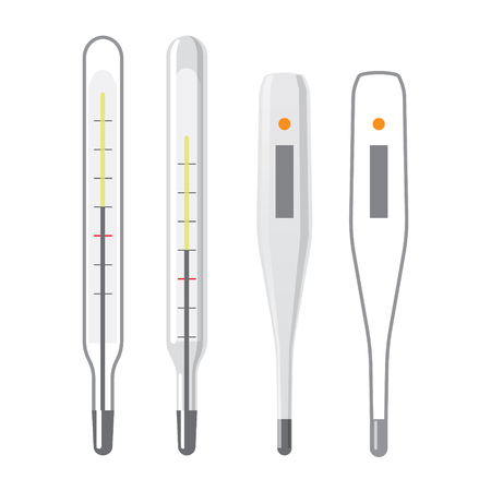 Medical device, thermometer mercury and electronic, flat illustrationのイラスト素材