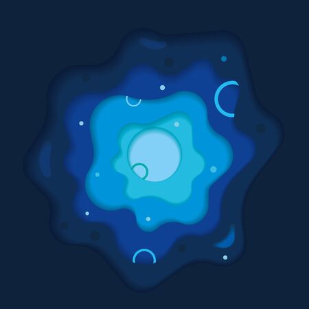 Paper art carved, blue dark background, space fictionのイラスト素材
