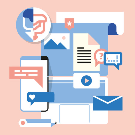 communication app, messenger for mobile device app and computer programのイラスト素材