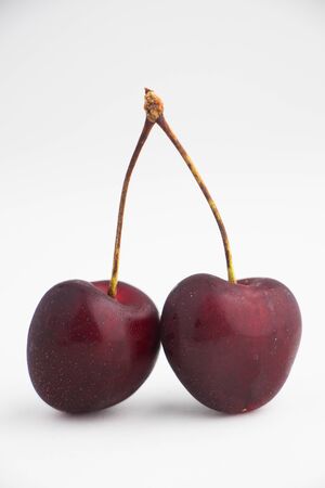Red cherries isolated with little shadowの写真素材