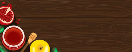 Rosh hashanah. Jewish New Year holiday concept. Traditional symbolsのイラスト素材