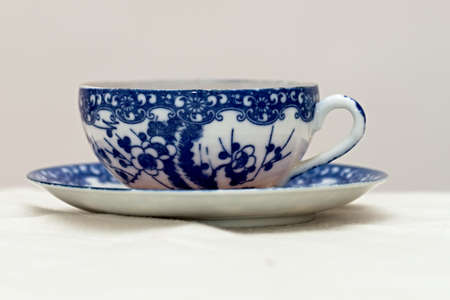 Blue painted, porcelain cup for tea and coffeeの写真素材