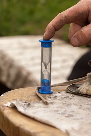 Finger, which associates a small plastic hourglass