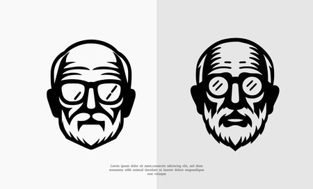 Old Man face silhouette logoのイラスト素材