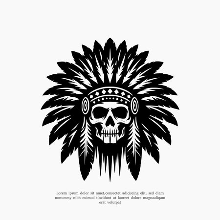 silhouette apache skull logo design templateのイラスト素材