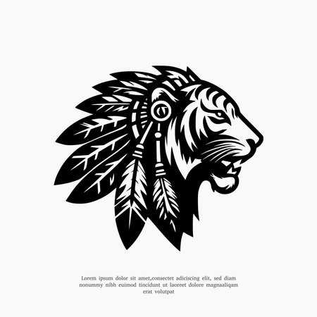 silhouette apache tiger logo design templateのイラスト素材