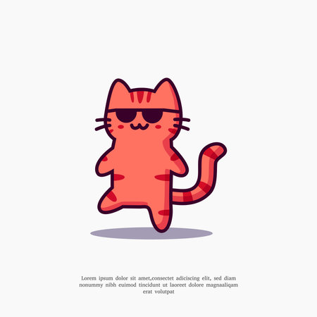 cute illustration of rad cat in flat design styleのイラスト素材