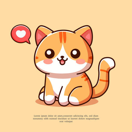 cute illustration of a cat sitting in flat design styleのイラスト素材