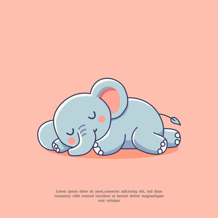cute illustration of sleeping elephant in flat design styleのイラスト素材
