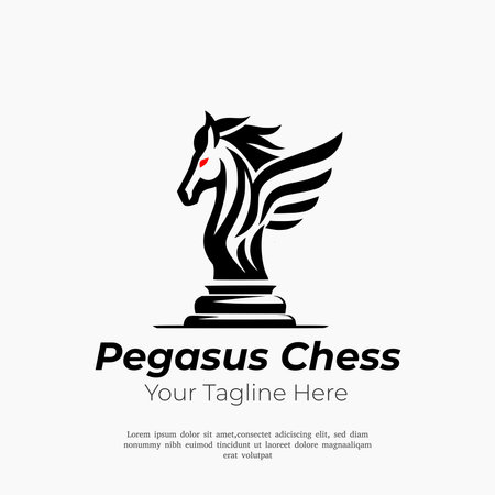 The image is a silhouette and artistic design of the Pegasus Chess logo.のイラスト素材