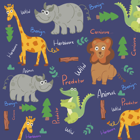 collection of animal vector seamless patternsのイラスト素材