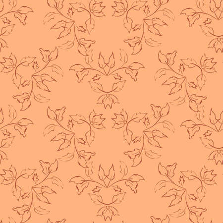 Green ornamental floral wallpaper. Drawn by hand.のイラスト素材