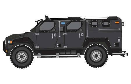 Military SWAT Model Truck in Black and Grey vector illustrationのイラスト素材