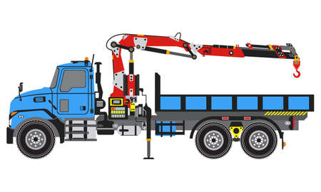 Boom Truck or Articulating Crane Truck vector illustrationのイラスト素材