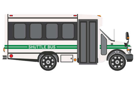 Shuttle Bus in white and green stripe vectorのイラスト素材