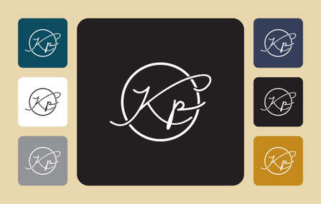 Kp in circle K p initial handwriting Kp in circle initial handwriting signature logo template vector hand lettering for designs or for identityのイラスト素材