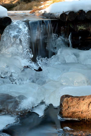 Frozen waterfall in Pian Gembroの写真素材