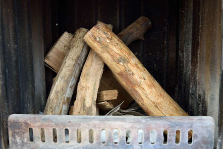 Turning on the fire in the furnace: preparationの写真素材