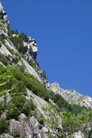 Face of the giant in the mountan's rocksの写真素材