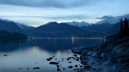 Lake of Como at the sunsetの写真素材