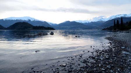 Lake of Como at the sunsetの写真素材