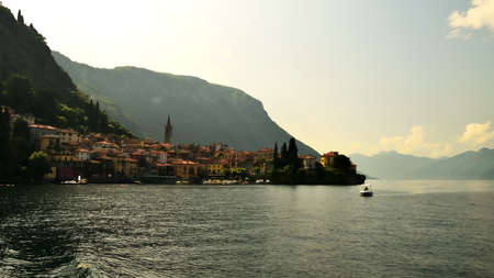 View of Varenna from Como lakeの写真素材