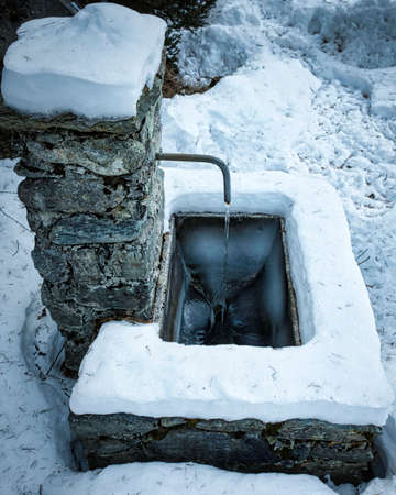 Picture of a frozen fountainの写真素材
