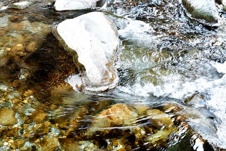 Picture of a creek in the heart of the Alps in winter seasonの写真素材