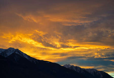 Picture of a sunset in the heart of the Orobic Alps.の写真素材