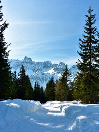 Picture of the peaks called Monte Braccia and Cima del Duca from PalÃ¹, in winter.の写真素材