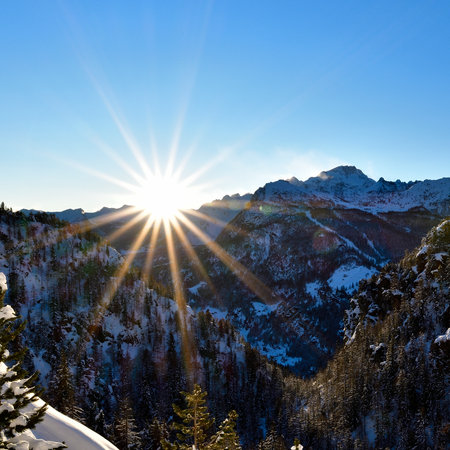 the last lights of the day, illuminating the Valmalenco valleyの写真素材