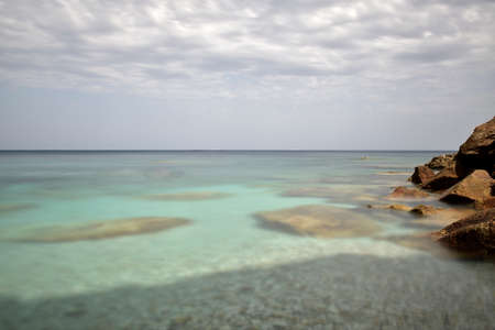 Picture of the sea taken from Elba island, Italy, with the long exposure techniqueの写真素材
